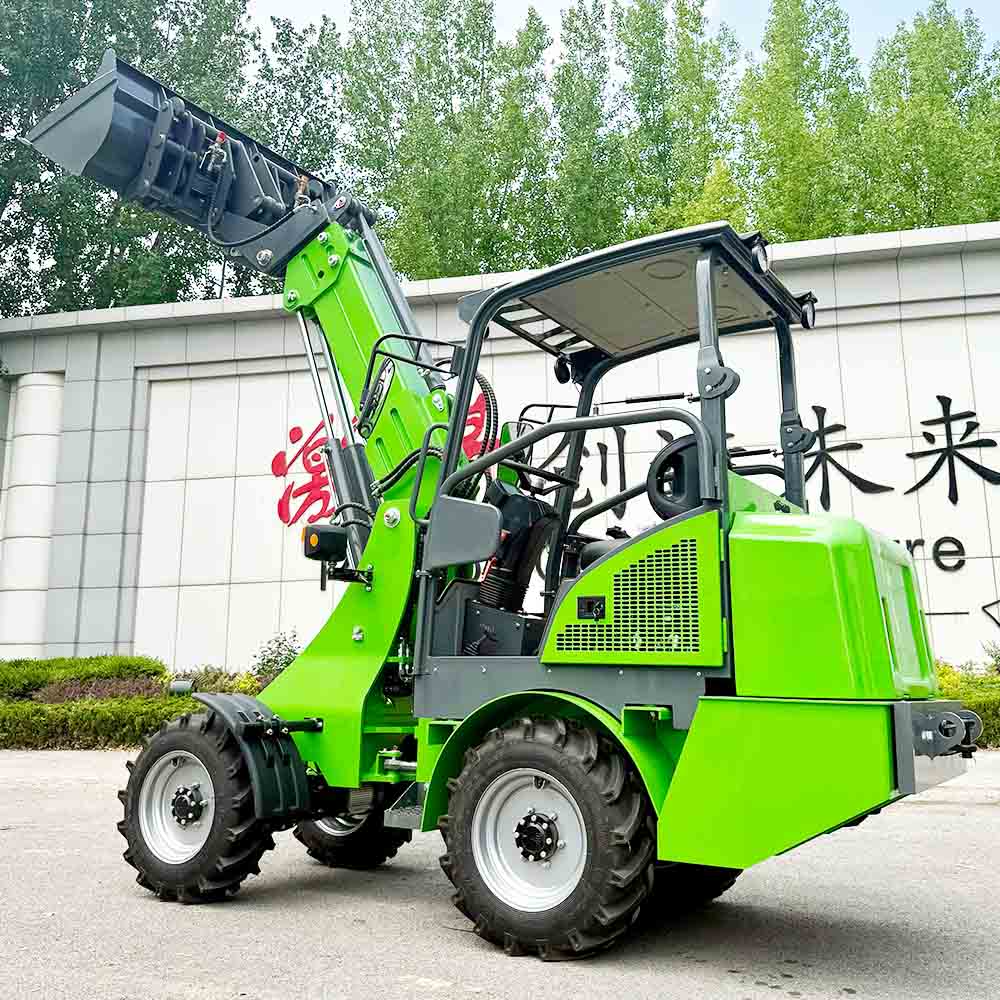 Electric front end loader for garden tractor