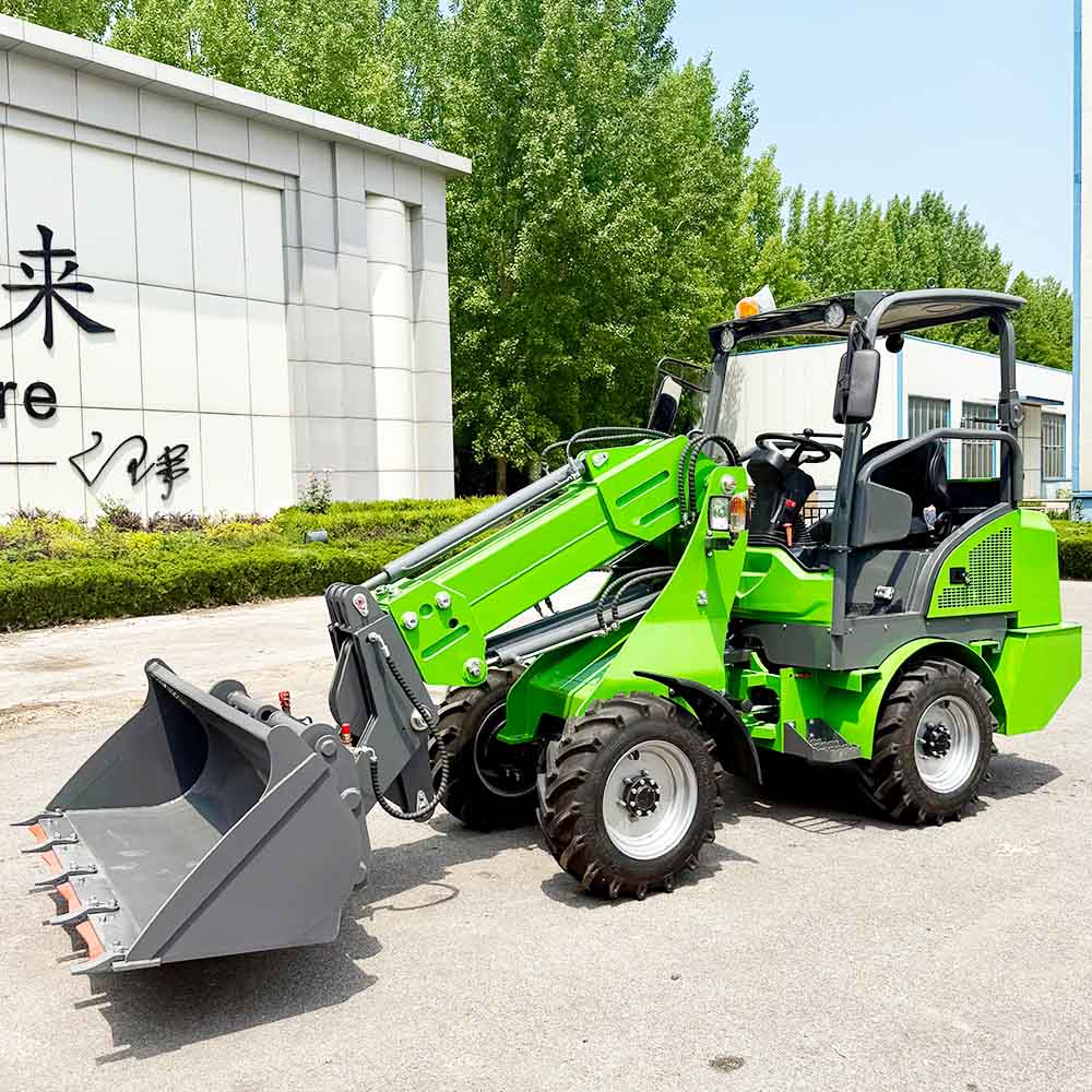 Electric front end loader for garden tractor